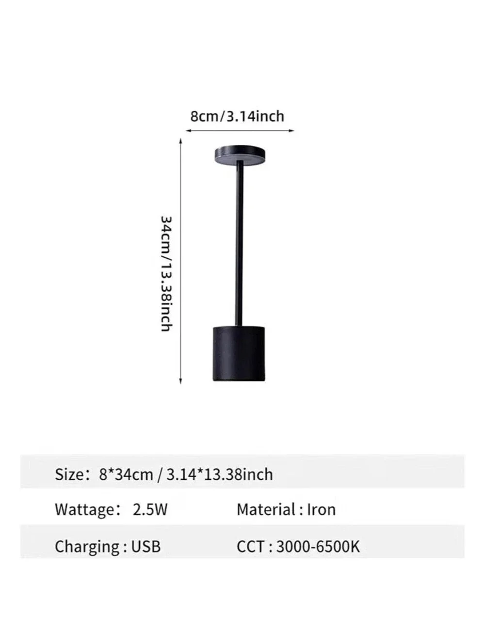 LED Desk Lamp Metal Modern Touch Control Dimmable Wireless Ambient Night Light